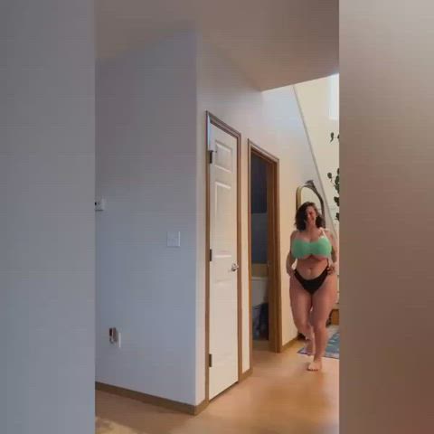 Bouncing Tits Clothed Fake Boobs Huge Tits MILF gif