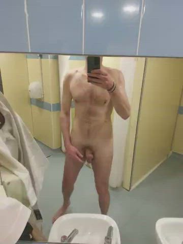 Big Dick Foreskin Locker Room gif