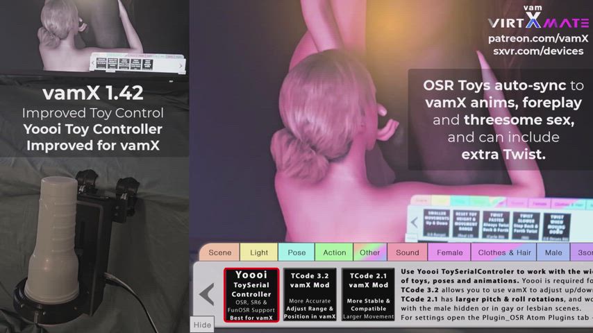 Video for vamX 1.42 — SR1 Stroking & Rotating Toy Demo & Link to vamX Foreplay,