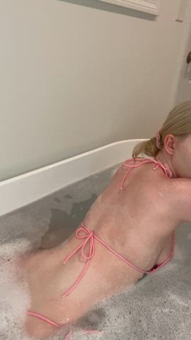 amateur ass babe bath bathtub bikini blonde bubble butt round butt tattoo gif