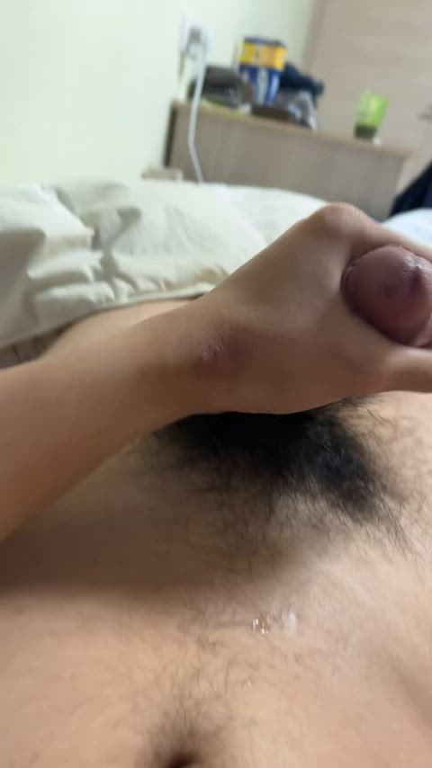 asian cum cumshot cut cock hairy cock jerk off male masturbation masturbating gif