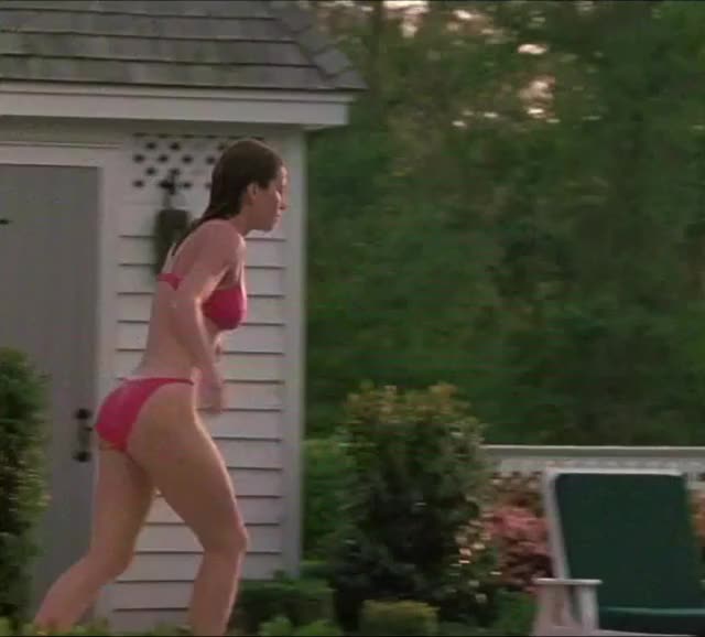 Jessica Biel diving into the pool