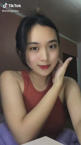 Asian Brown Eyes Eye Contact Handjob Short Hair TikTok Tongue Fetish gif