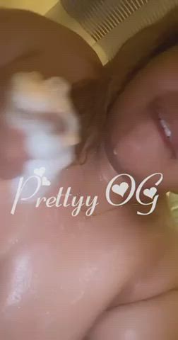 BBW Lips Pierced Shower Soapy Tongue Fetish gif