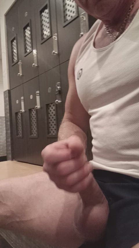 locker room male masturbation public uncut-cock gif