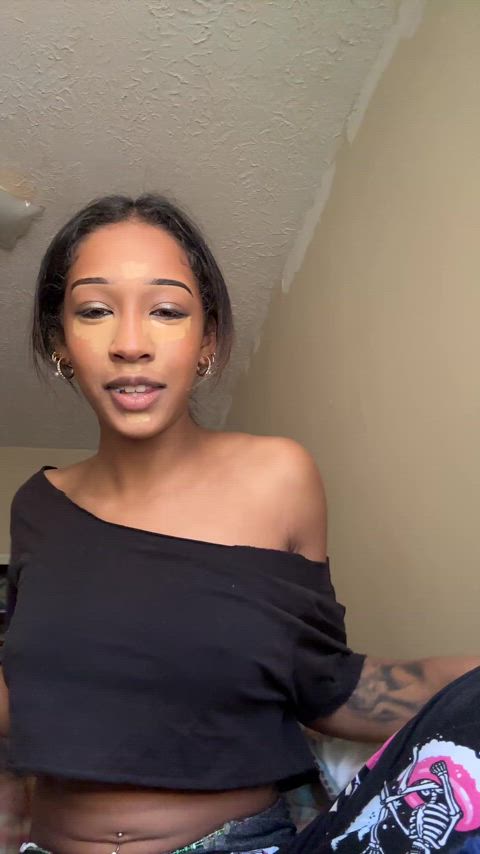 black ebony nipple nipple piercing nipslip tiktok tik-tok gif