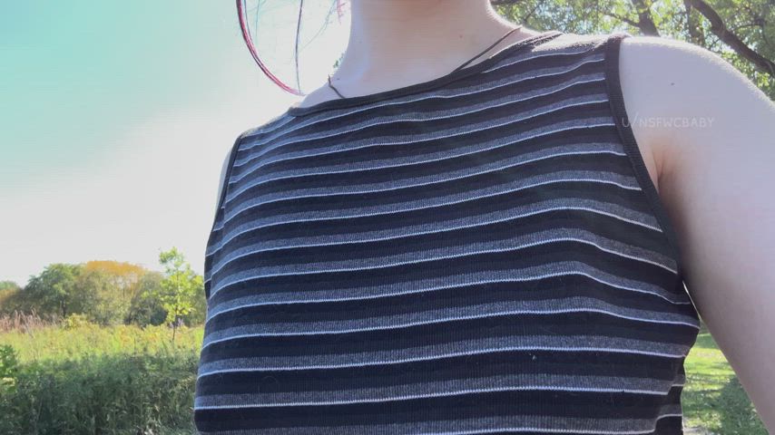 On my morning walk, can you tell I’m braless?