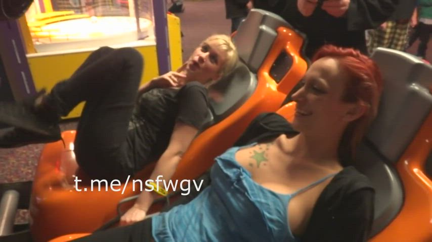 big tits boobs bouncing tits exposed friends girls public tits gif