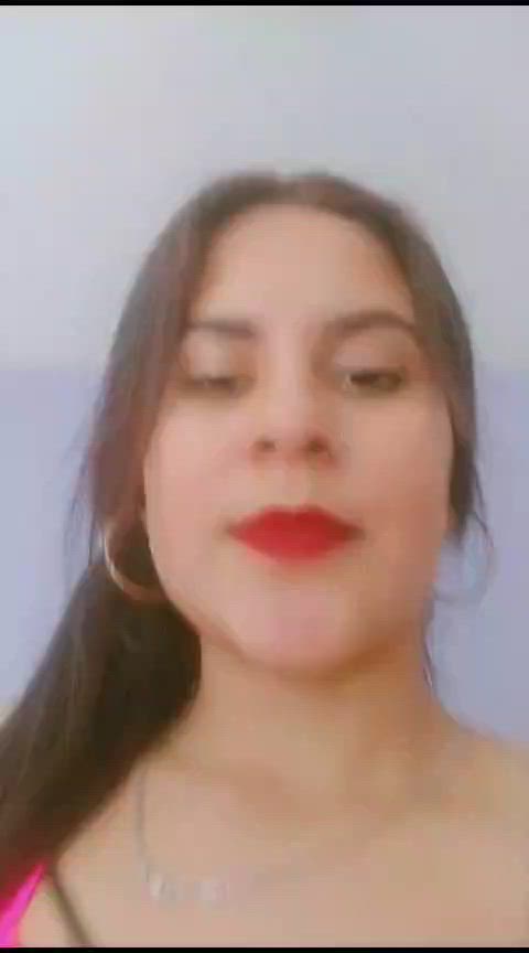 camgirl cute latina lingerie model sensual smile teen tits webcam gif