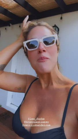 bikini blonde brazilian celebrity cleavage milf gif