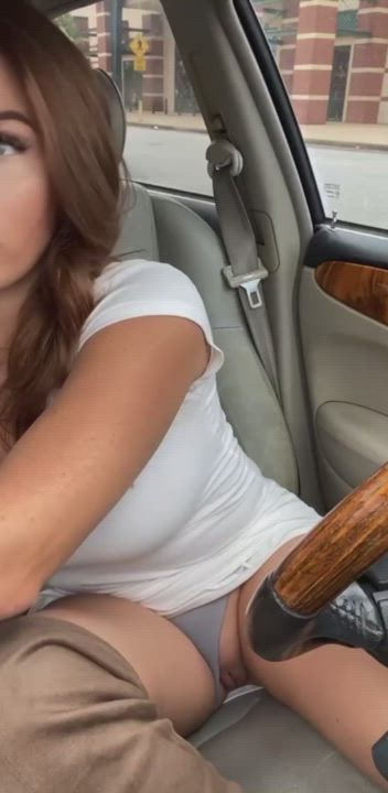 Babe Big Tits Blue Eyes Car Country Girl Dildo Pussy Redhead gif