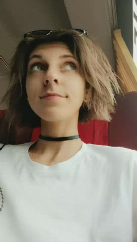 choker natural tits public short hair titty drop gif