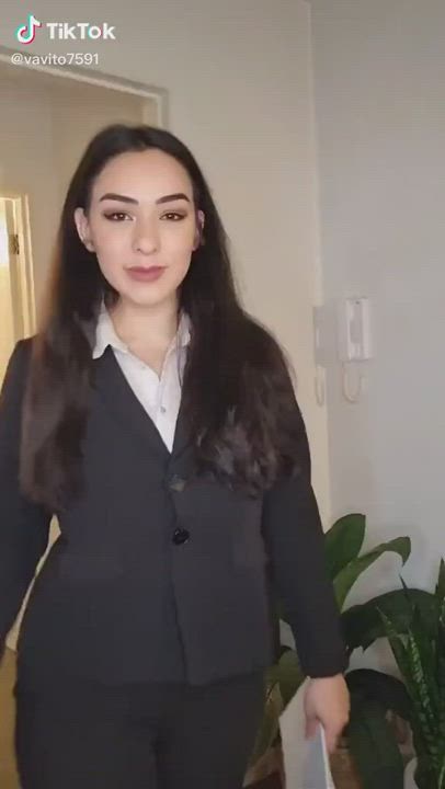 Babe Big Tits Brunette Natural Tits TikTok gif