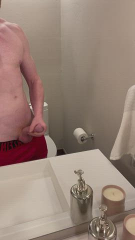 Big Dick Gay Masturbating Mirror OnlyFans Redhead gif