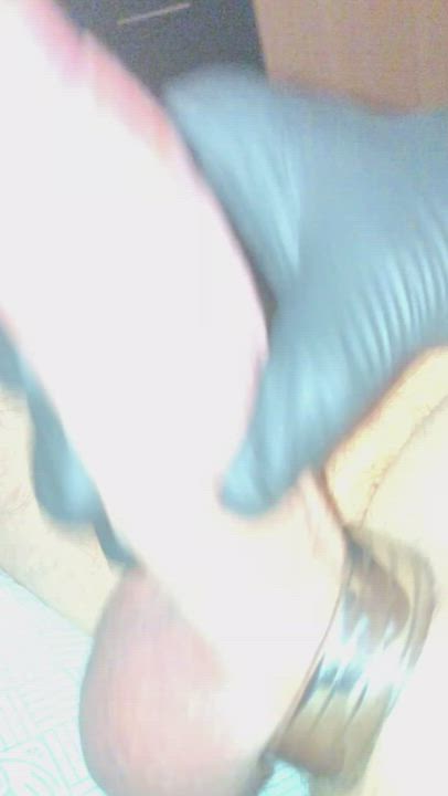 Big Dick Kinky Latex Gloves Male Masturbation Uncut gif