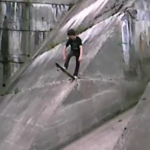 Skating down a wall