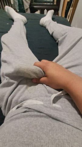 Love how my dick feels in these grey sweatpants
