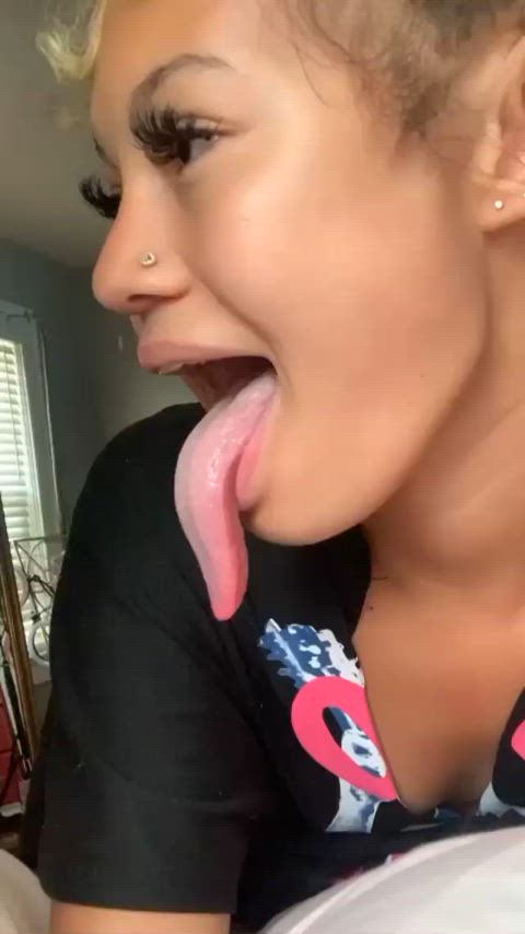 ebony long tongue tongue tongue fetish gif