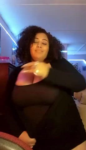 Amateur BBW Boobs Booty Busty Clothed Dancing Homemade Twerking gif