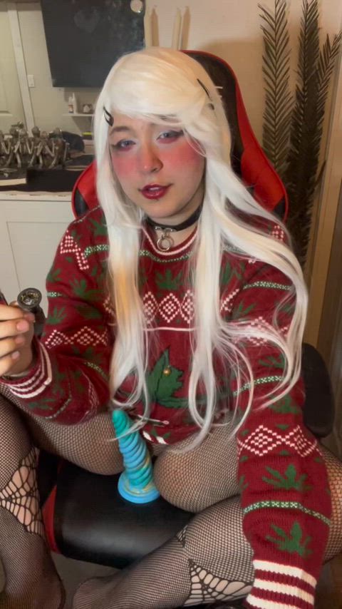 amateur bong christmas ftm fansly femboy smoking tease trans boy transgender big-clit