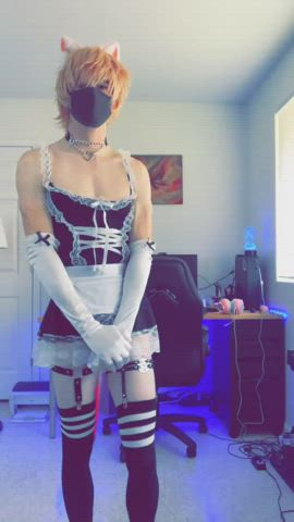 cosplay femboy maid gif