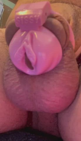 chastity precum sissy gif