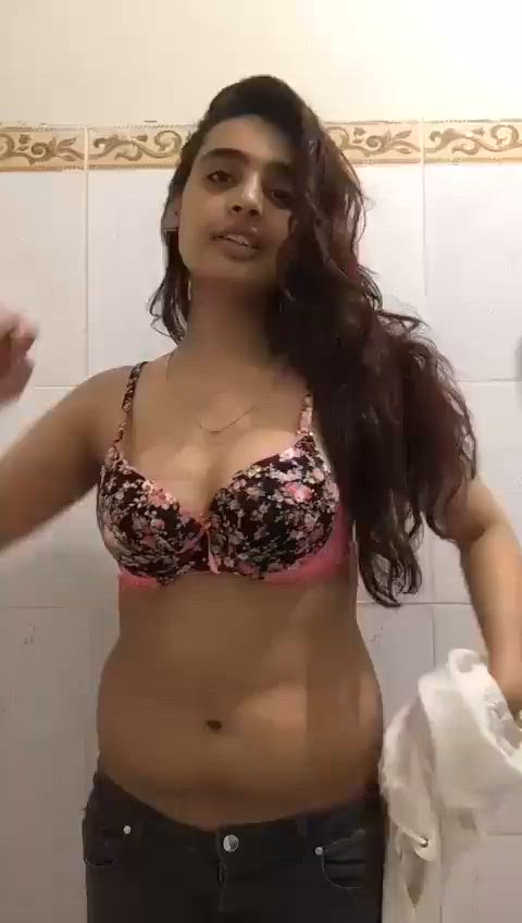 bathroom boobs desi selfie striptease gif