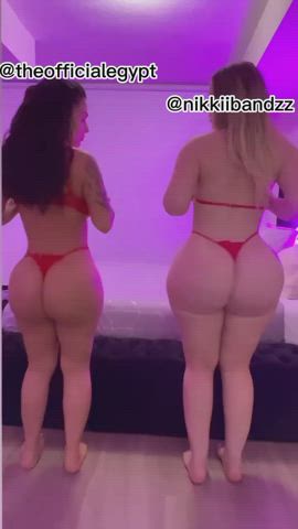 big ass bikini blonde brunette couple fake ass friends silicone gif