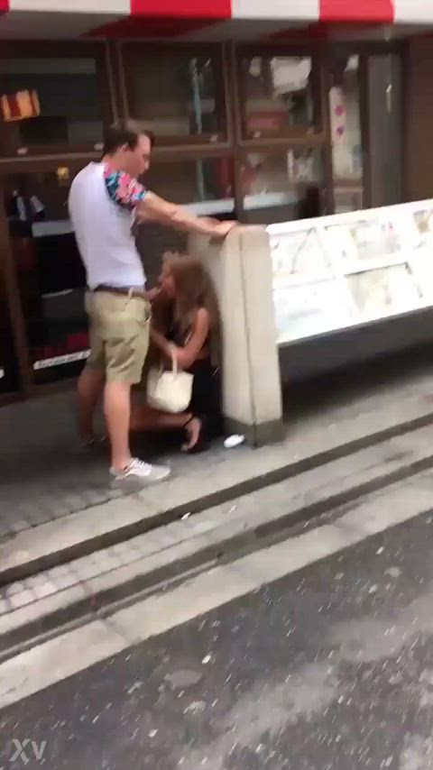 Caught giving a BJ in the street