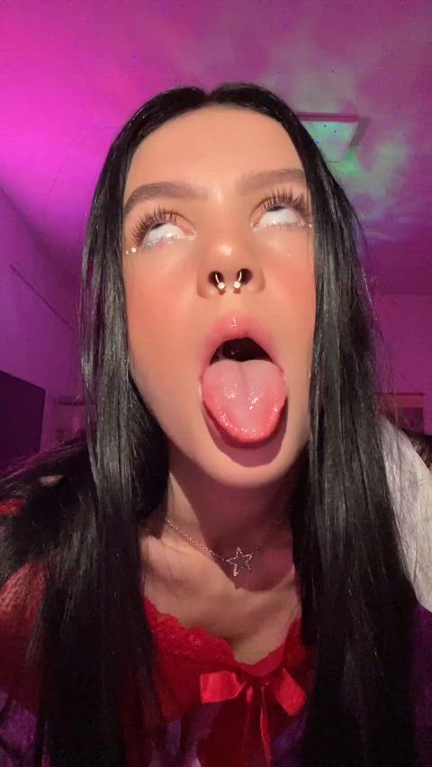 ahegao drool facial expression gooning slut spit tongue tongue fetish whore r/gooned