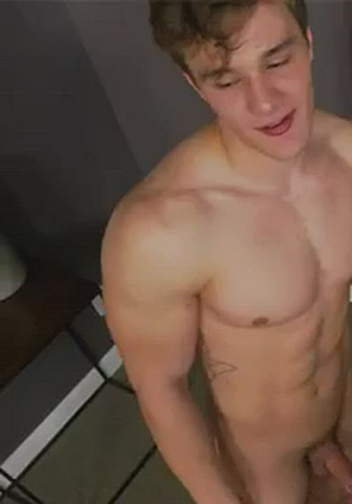 Big Dick Blonde Tattoo Twink gif