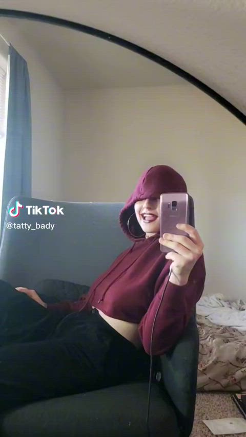 big tits boobs brunette goth sexy tiktok gif