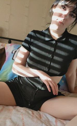 dress goth strap on thick thighs gif