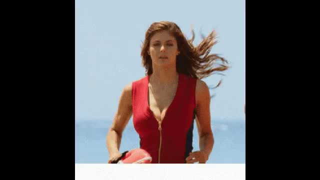 Alexandra Daddario running AKA gravity is awesome