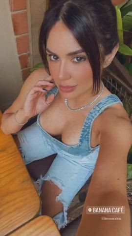 boobs brazilian brown eyes brunette dani facial goddess jeans sensual tease gif