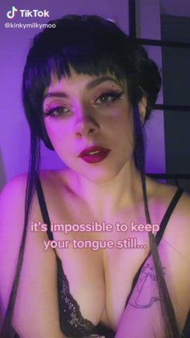 Cleavage Cute Eye Contact Teen TikTok Tongue Fetish gif