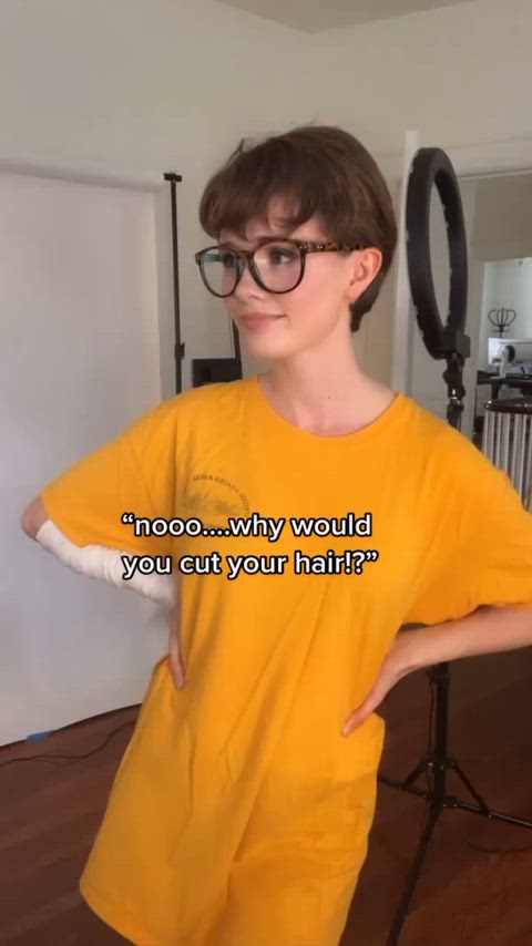 brunette glasses short hair tiktok tomboy gif