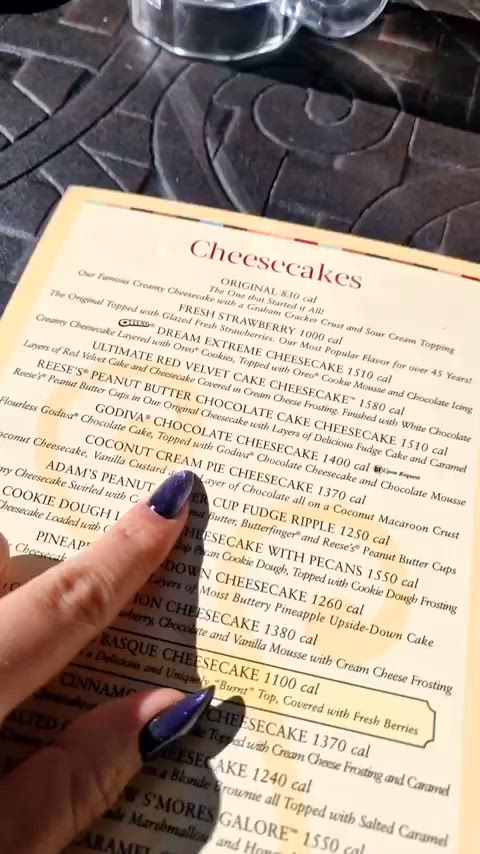 So this is how my mind works 24/7!! I am looking at a menu at the cheesecake factory