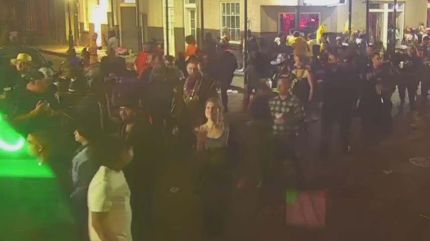 Sexy woman flashing boobs on bourbon street, Halloween 2022 on earthcam