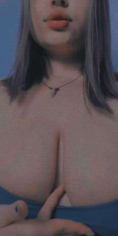 big tits saliva spit gif