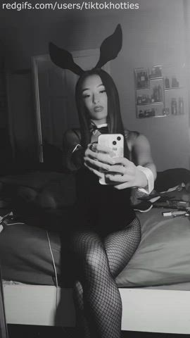 18 years old bunny costume fishnet irish tease teen thighs tiktok gif