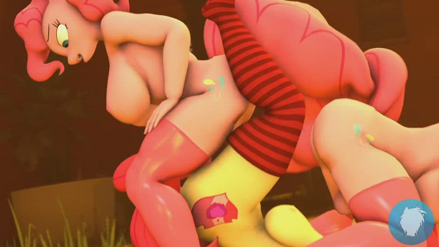 animation cartoon futanari gangbang pink sfm stockings threesome throat fuck gif