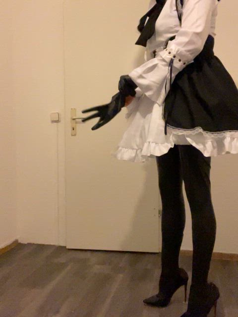 high heels latex latex gloves maid stockings gif