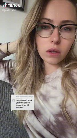 Ahegao Cum In Mouth Facial Glasses Tease TikTok Tongue Fetish gif