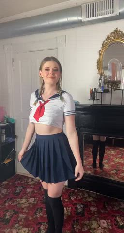 pigtails schoolgirl skirt gif