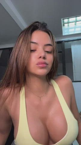 caption cleavage innocent petite schoolgirl teen tiktok gif