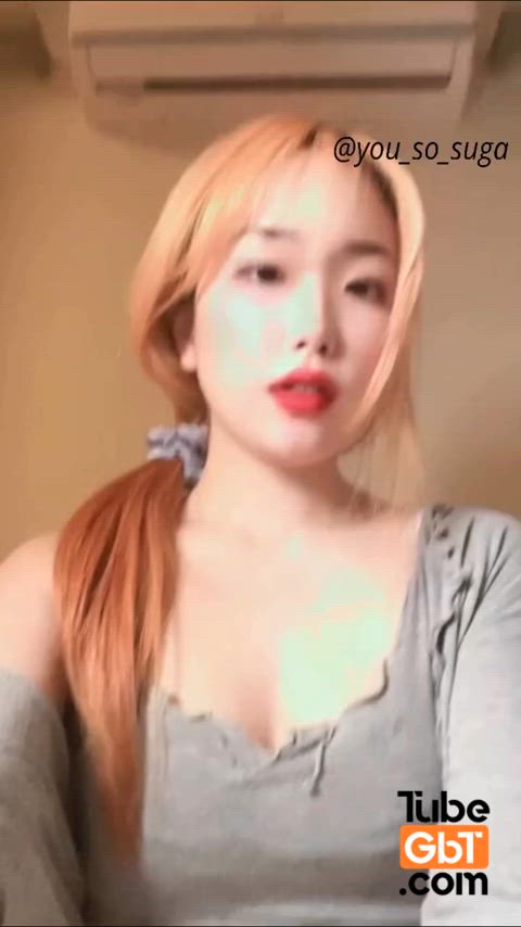 amateur asian babe blonde cute korean solo tribute gif