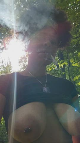 ebony smoking tits hold-the-moan gif