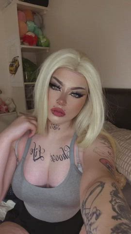 blonde egirl huge tits masturbating onlyfans pierced solo tattoo tits gif