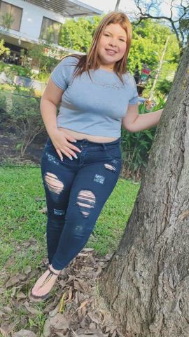 BBW Blonde Chubby Cute Jeans Latina Outdoor Public Teen gif